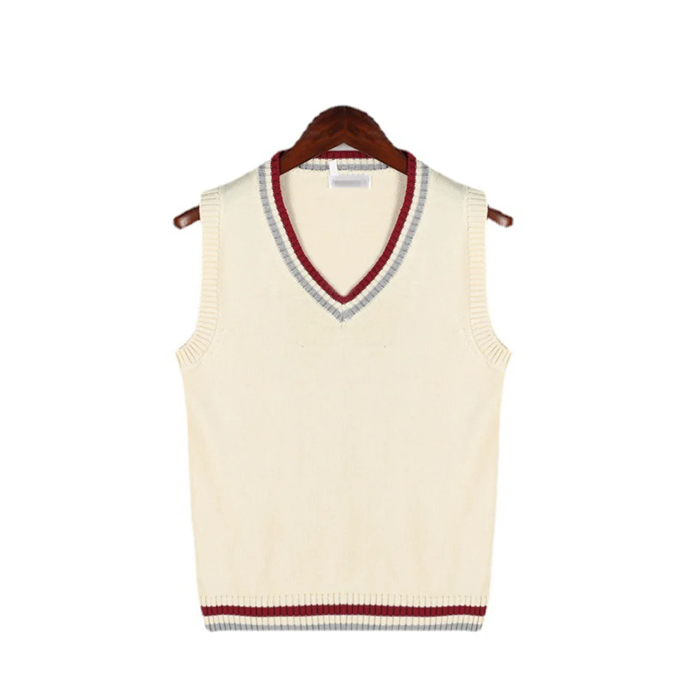 

New Stylish Vacation Holiday Vest Tops Knitting Sleeveless Sweater Sleeveless Vest Sweater Thick Uniform V-Neck