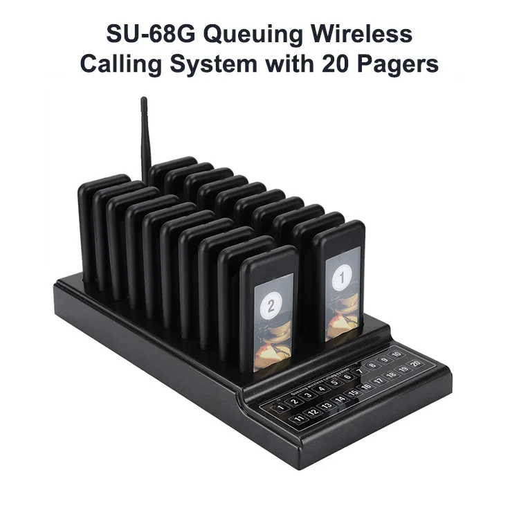 SU-68G 20-channel Queuing Wireless Calling System Wireless Pager System With 20 Pagers For Coffee Shops