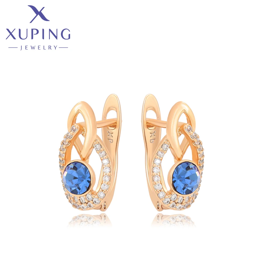 Xuping Jewelry Store New Arrival Copper Alloy Charm Gold Plated Lovely Crystal Earrings for Women Girl Jewellery Birthday Party