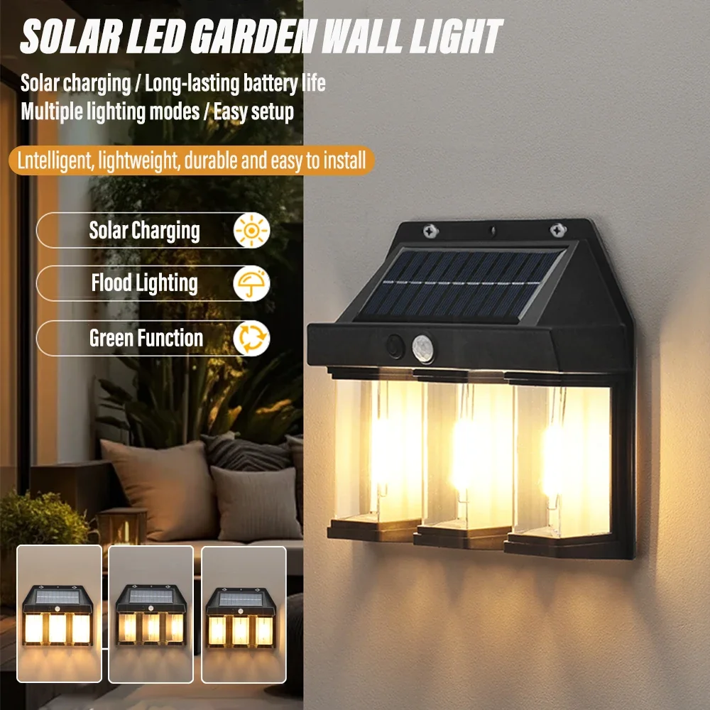 

Outdoor Solar LED Wall Light, LED Sensor Light, Garden Landscape Light, Decorative Corrugated Light with Three Lighting Modes