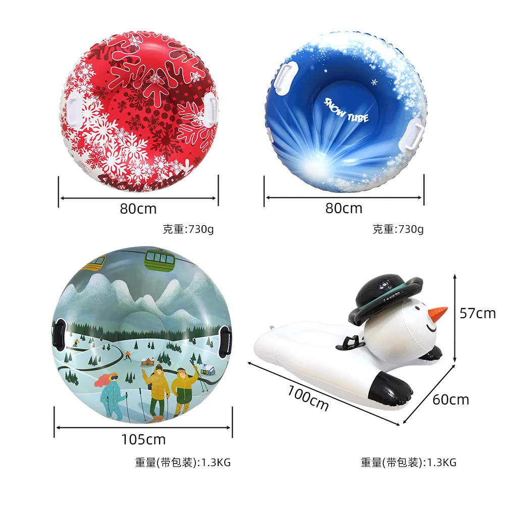 PVC Cold-Resistant Inflatable Snowboard & Snow Tube - Winter Outdoor Sledding Set with Handles for Kids & Adults