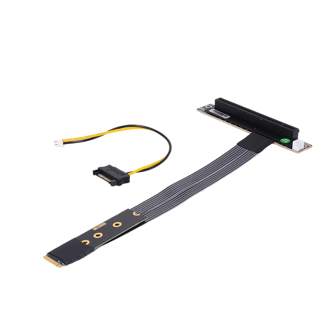 PCIe 5.0 x4 Riser Cable M.2 For NVMe M-key to X16 PCIE Gen5 For STX Motherboard Graphics Card Extension Cable W Sata Power Cable