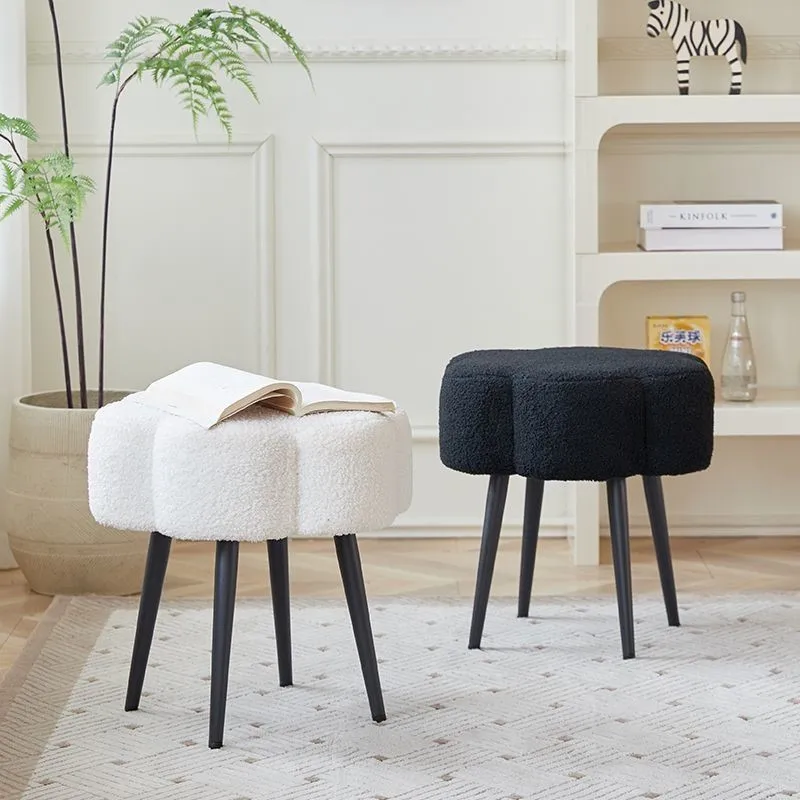 Lamb Velvet Makeup Stool With Ins Style High-end Feel Light Luxury Cloud Stool Simple And Fashionable Bedroom Dressing Stool New