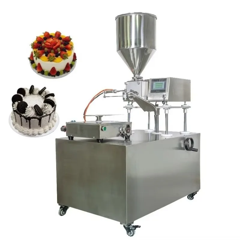 Semi Automatic Birthday Cake Cream Coating Machine Stainless Steel Cake Icing Smearing Machine For Bakery Customized