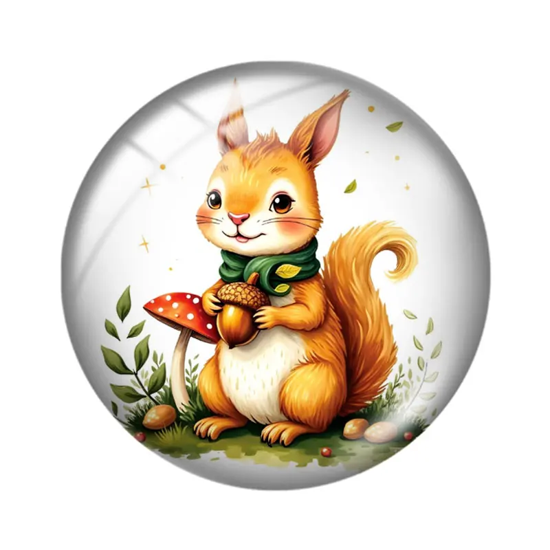 Forest Creatures 10pcs 12mm/18mm/20mm/25mm Round Photo Glass Cabochon Demo Flat Back Making Findings