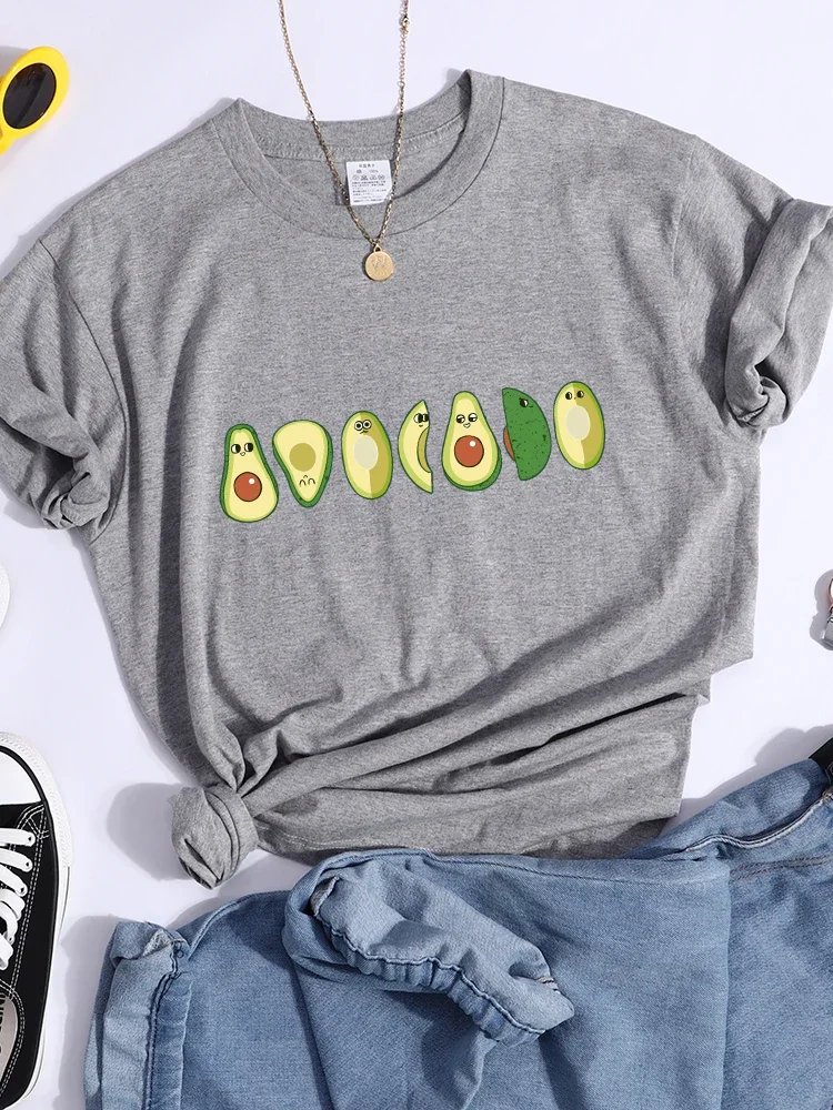 Tshirts Peeled Avocado Cartoons Printed Womens Crop Top  Crop Top Personality  Casual Clothes Cool Tee Shirt Summer  Women Tee