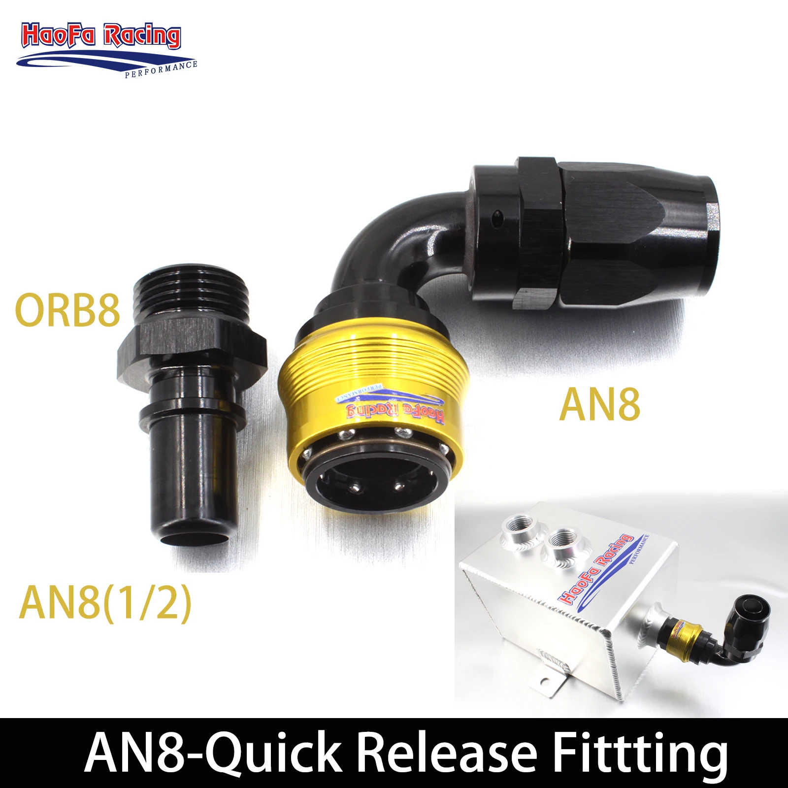 

AN8 Quick Release Fuel Swivel Hose End Fitting With ORB To 1/2Barb Adapter Aluminum For Rubber Hose Straight/45/90Degree Black