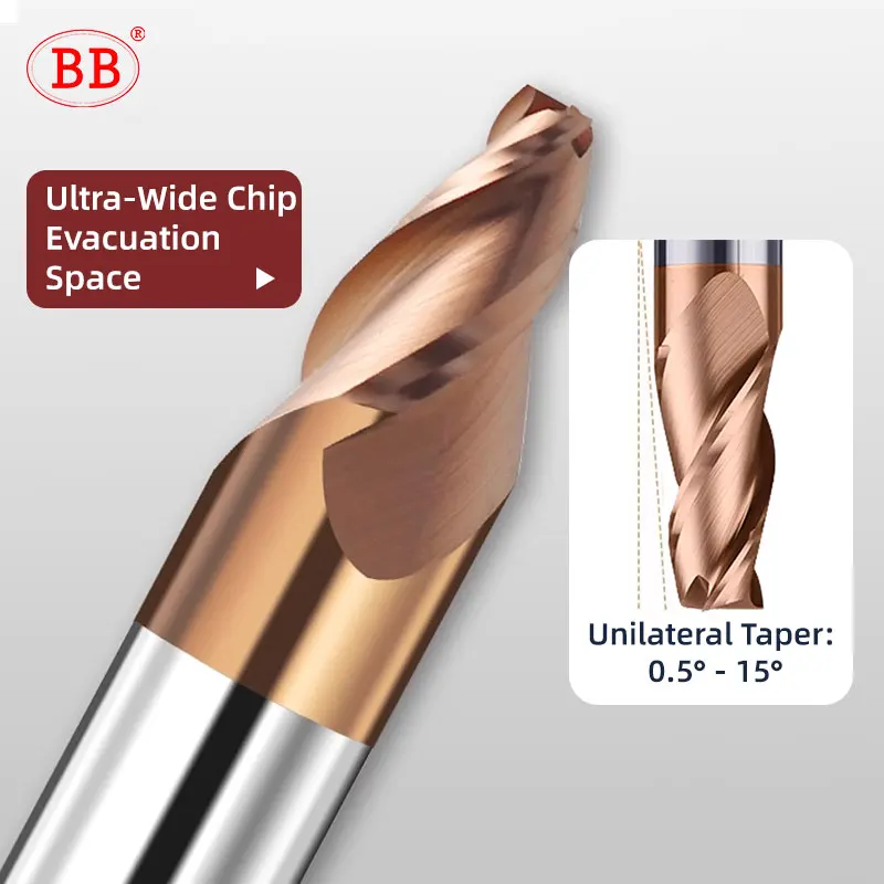 BB Carbide Tapered End Mill Angular CNC Machning Cutter Metal Router Bit 0.5 1 1.5 2 3 8 10 15 Degree