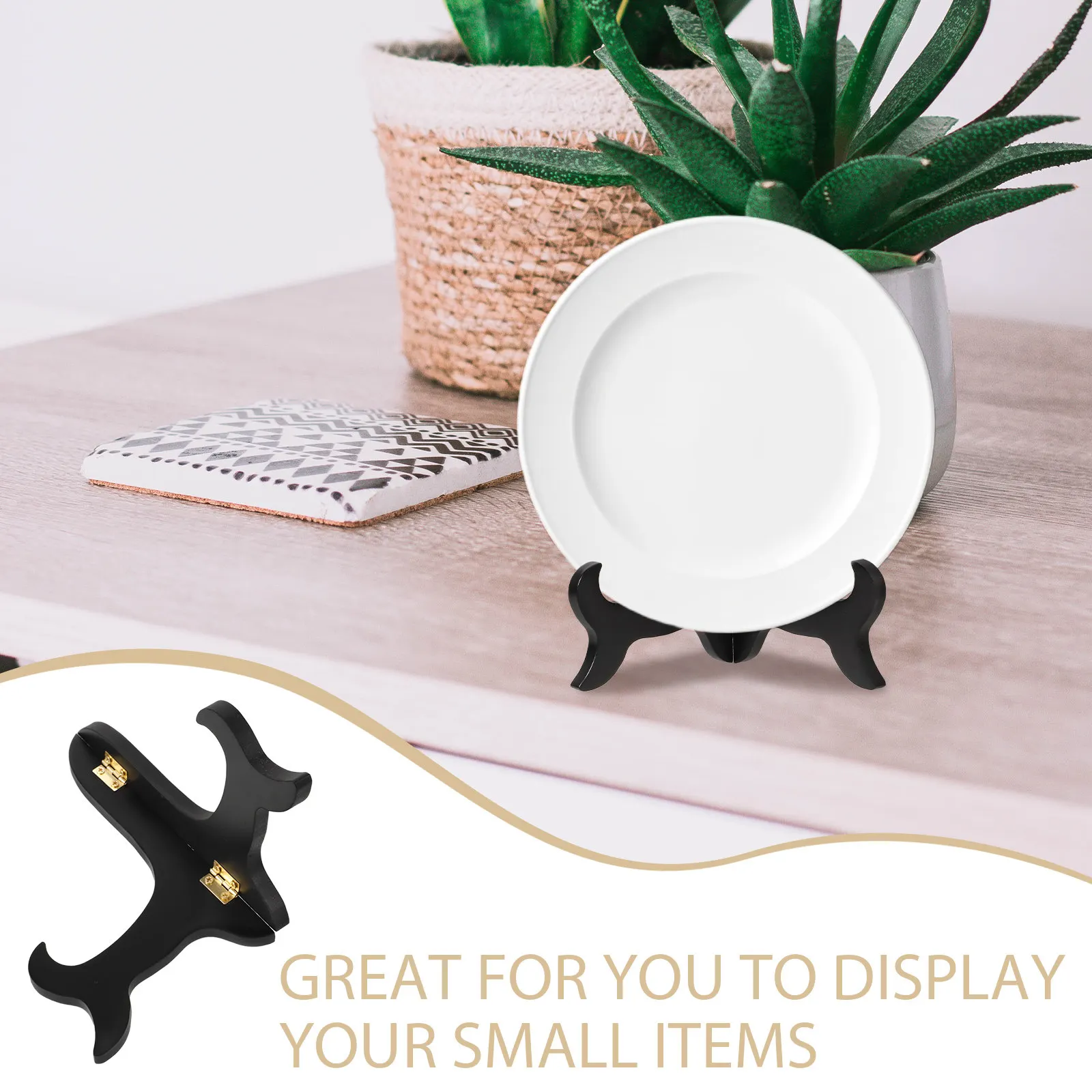 Plate Holder Easel Display Stand Small Wooden Display Stand for Plates Ornaments Tea Cakes Decorative Tabletop Art Picture Photo