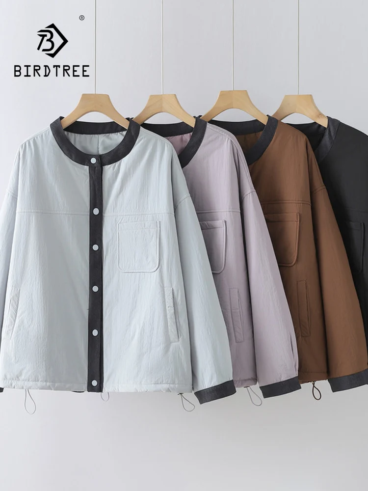 

Новое зимнее хлопковое стеганое пальто 2025, женское пальто с круглым вырезом и карманами в стиле пэчворк, Mori Girl OL, универсальная теплая однотонная свободная верхняя одежда C5D677CC