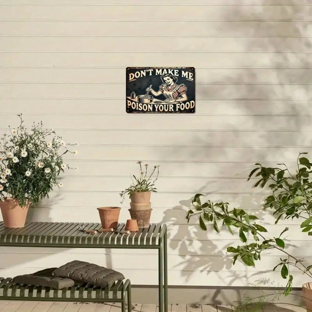 1 قطعة علامة معدنية عتيقة "لا تجعلني سمك طعامك" - ديكور مطبخ مضحك، فن جداري من القصدير عالي الجودة، هدية روح الدعابة #3