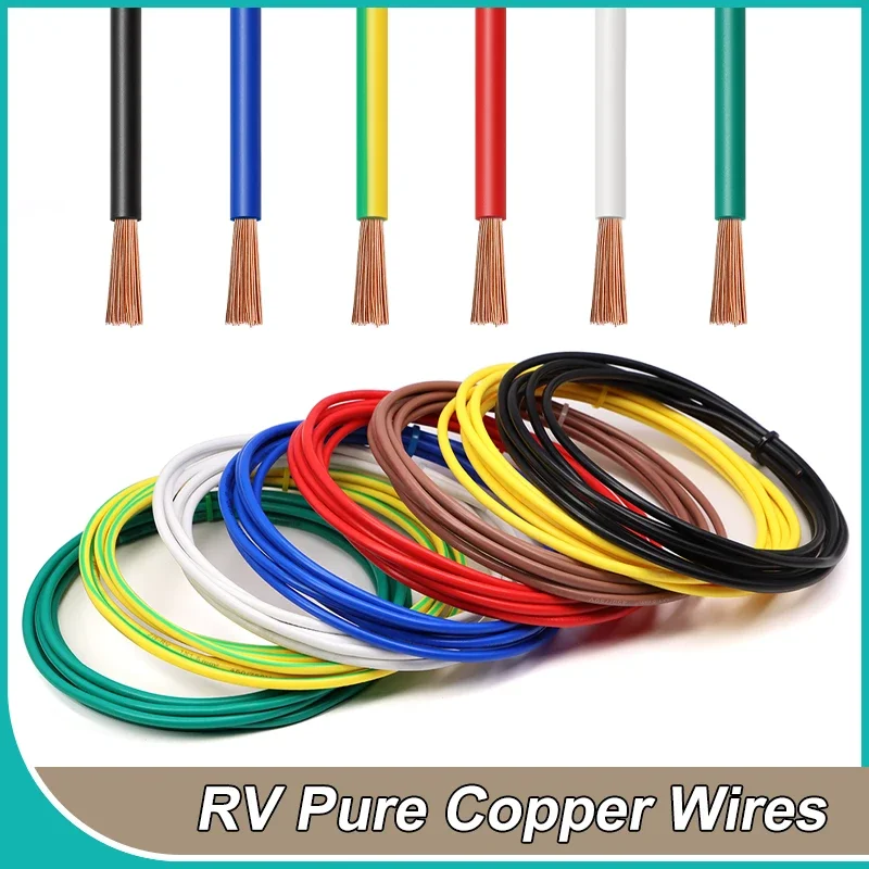 20m RV Pure Copper Wire 0.3/0.5/0.75/1/1.5/2.5mm Multi-Strand PVC Insulation For Car Audio Wires 300V Flexible Electric Cables