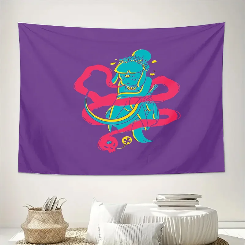 Japanese Yokai Tapestry Wall Hanging Anime Demon Mystic Forest Decor Room Aesthetic Bedroom Dorm Wall Art Home Decoration Gift