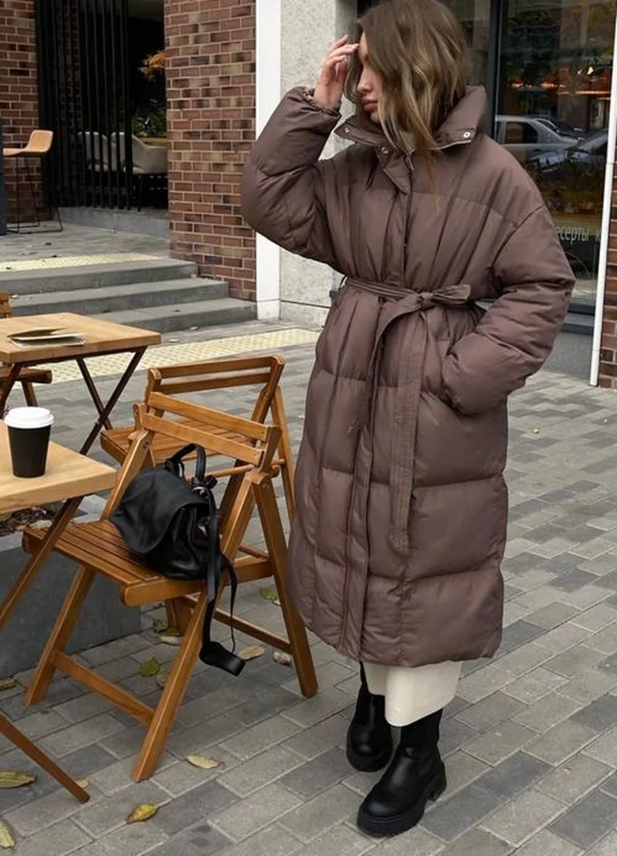 

2025 Casual Waist Slimming Hooded Long Bread Cotton Jacket for Women, Thickened Warm Cotton Jacket