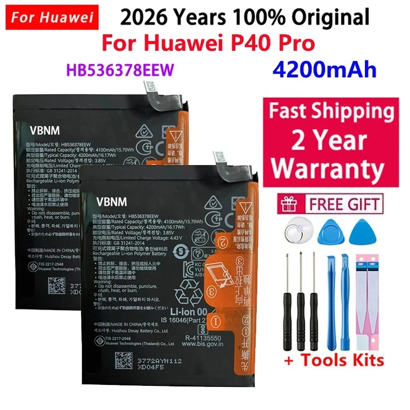 High Quality Fast Shipping Replacement HB536378EEW Battery For HUAWEI P40 Pro P40Pro Genuine Phone Batteries+Tools
