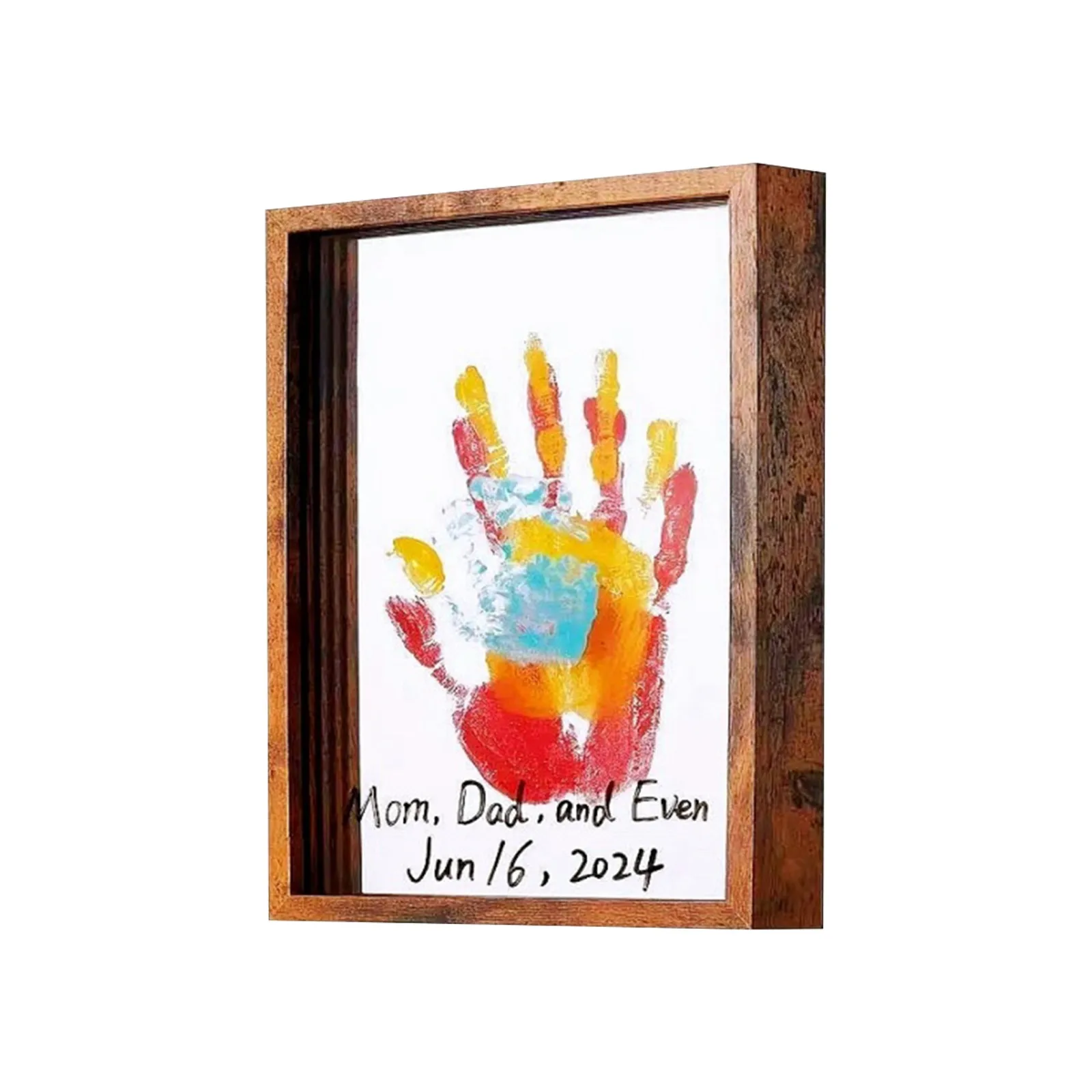 

Clear Family Handprint Kit DIY Handmade Keepsake Wooden Frame With 6 Paints Pen Eraser Paintbrush, Baby Handprint Gift
