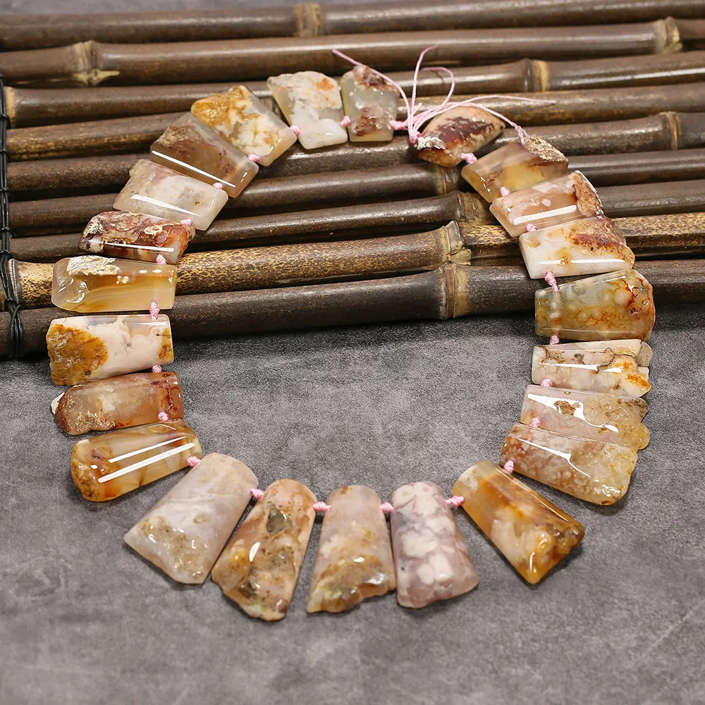 APDGG Top Drilled Yellow Jasper Agate Stone Slab Nugget Coated Gems Slice Loose Beads Jewelry Making DIY