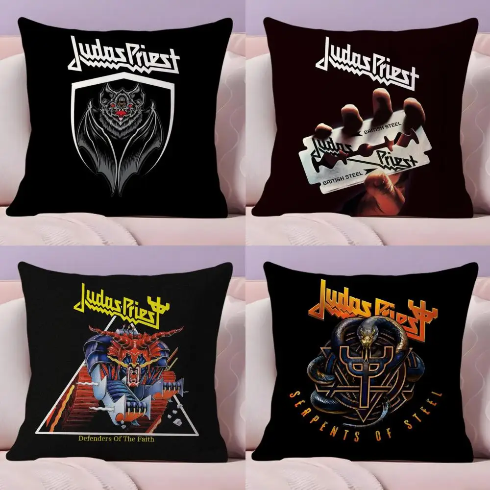 

J-Judas P-Priest Cushion Cover Short Plush Double-Sided Printing Home Machine Washable in Warm Winter Pillow Case