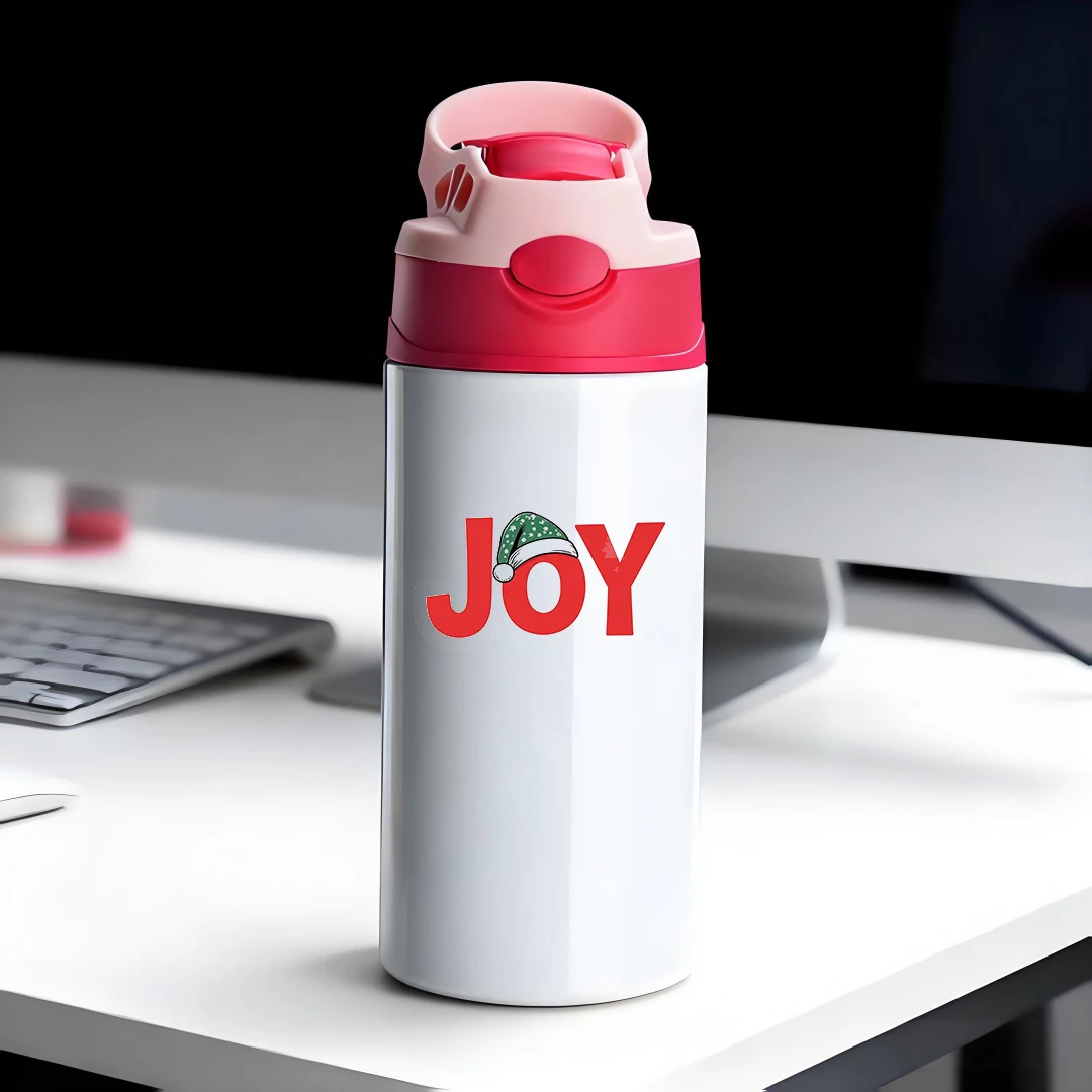 

304 stainless steel thermal cup JOY Christmas hat straw cup kids water bottle holiday gift warm winter present joyful companion