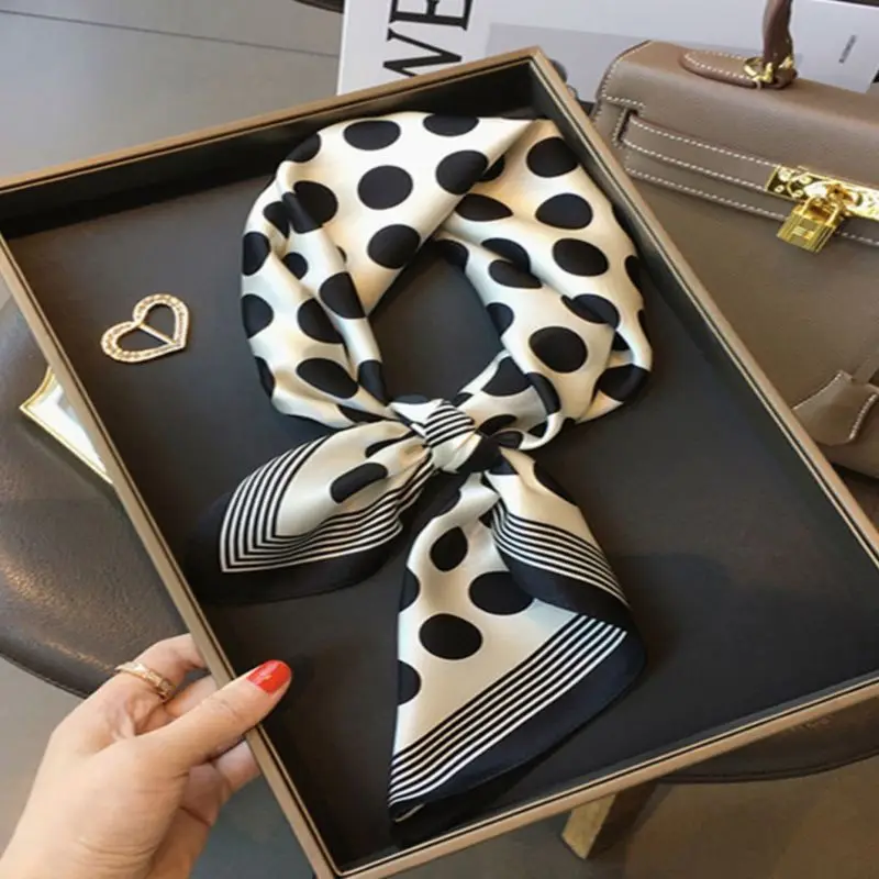

Women's Spring Autumn Polka Dot Chiffon Scarf, Multi-Function Hair Band & Head Wrap, Elegant Versatile Neck Scarf, Basic Daily