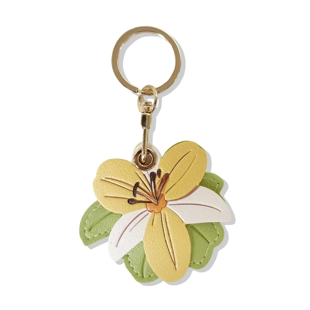 High Beauty Lily PU Leather Access Card Protective Cover Bag Pendant Car Keychain Gift Decoration