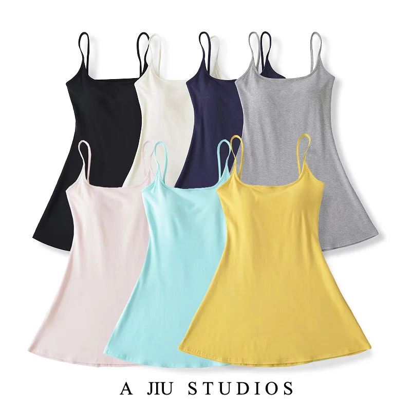 

Sexy Pure Desire Spicy Girl with Chest Pad Bal Strap Dr Women's Summer Small Waist Slim A-Line Skirt Dr