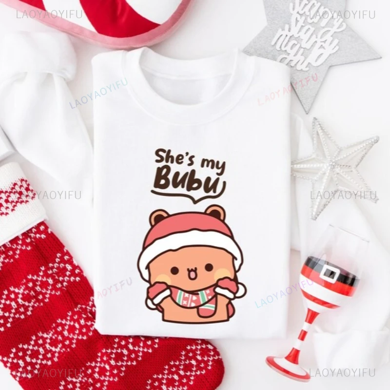 Bubu Dudu Christmas Couple Sweatshirt | Matching Holiday Sweater Gift Crew Neck Long Sleeve Fashion Comfortable Thermal Hoodie