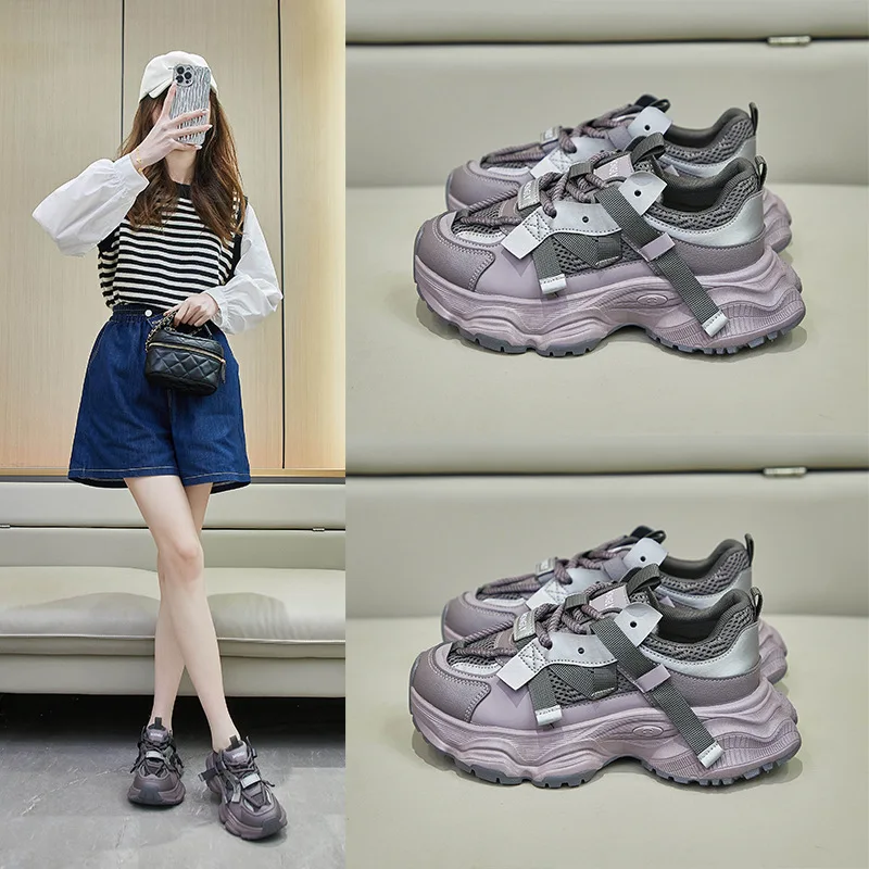 Spring & Summer Women Shoes Fashion Thick-Soled Increase Breathable Female Sneakers Sports Casual Size 35-40