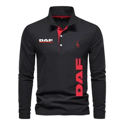 High-end brand men's POLO shirt Long sleeve 100% cotton men's long sleeve POLO shirt Truck DAF long sleeve T-shirt for men