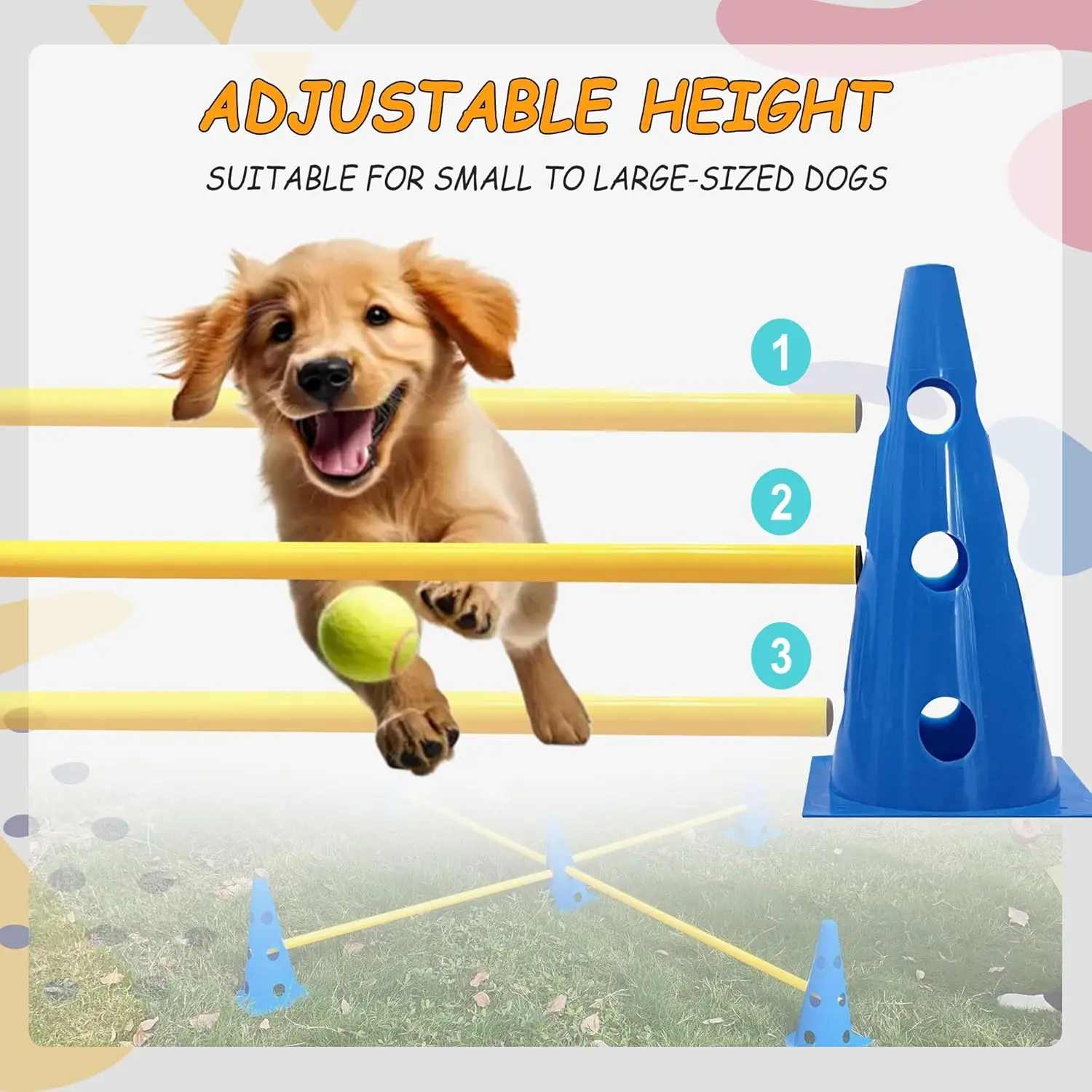 Dog Agility Hurdle Cone Set Jumping Bar Dog Obstacle Dog Agility Set Equipment Hurdle Training Pet Dog Supplies