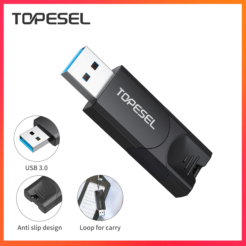 TOPESEL USB 3.0 Flash Drive 64GB Thumb Drive USB Flash Drive 3.0 Alta Velocidade 128GB Memory stick USB 3.0 Flash Pendrive