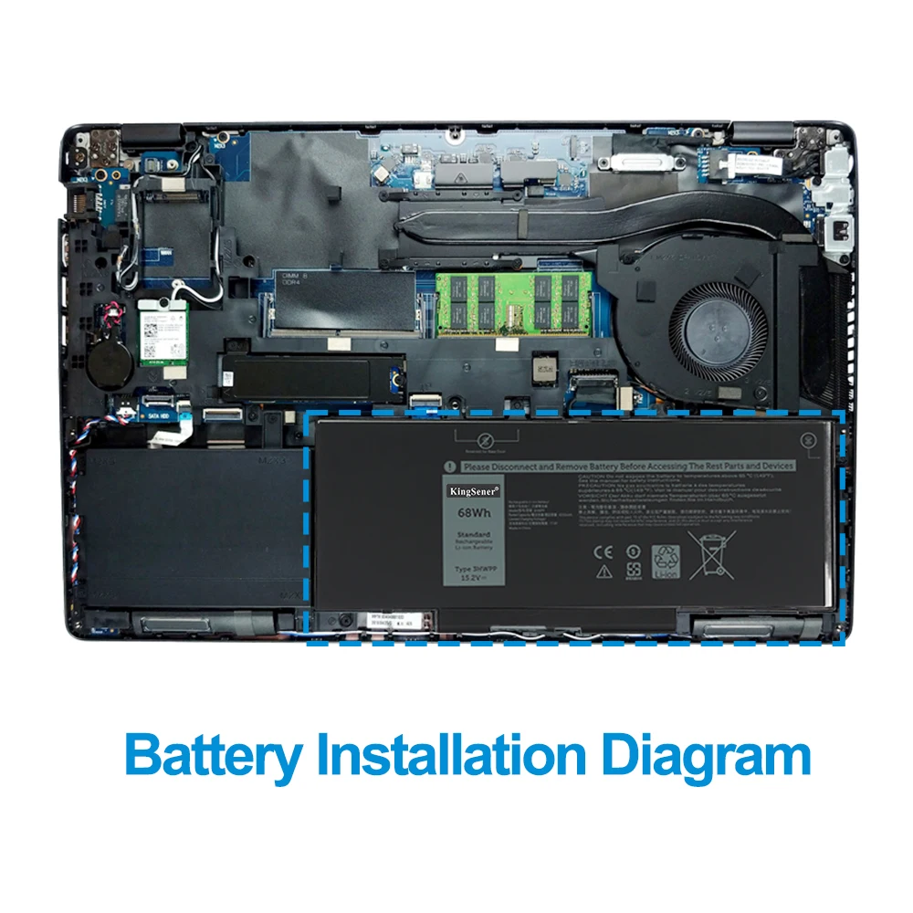 Bateria KingSener 68Wh 3HWPP do Dell Inspiron 17 7706 2 w 1, Latitude 14 5401 5410 5411, 15 5501 5510 5511, Precision 3541 3551 — zdjęcie produktu 5
