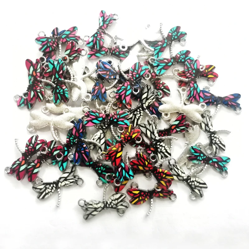 Dijes de libélula esmaltada con personalidad creativa, collar de Metal de doble agujero Diy, colgante de joyería, 10 piezas, venta al por mayor de fábrica