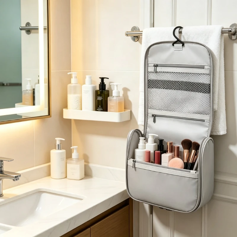 Travel Toiletry Bag Waterproof Hanging Cosmetic Organizer for Dry Wet Separation Makeup Pouch