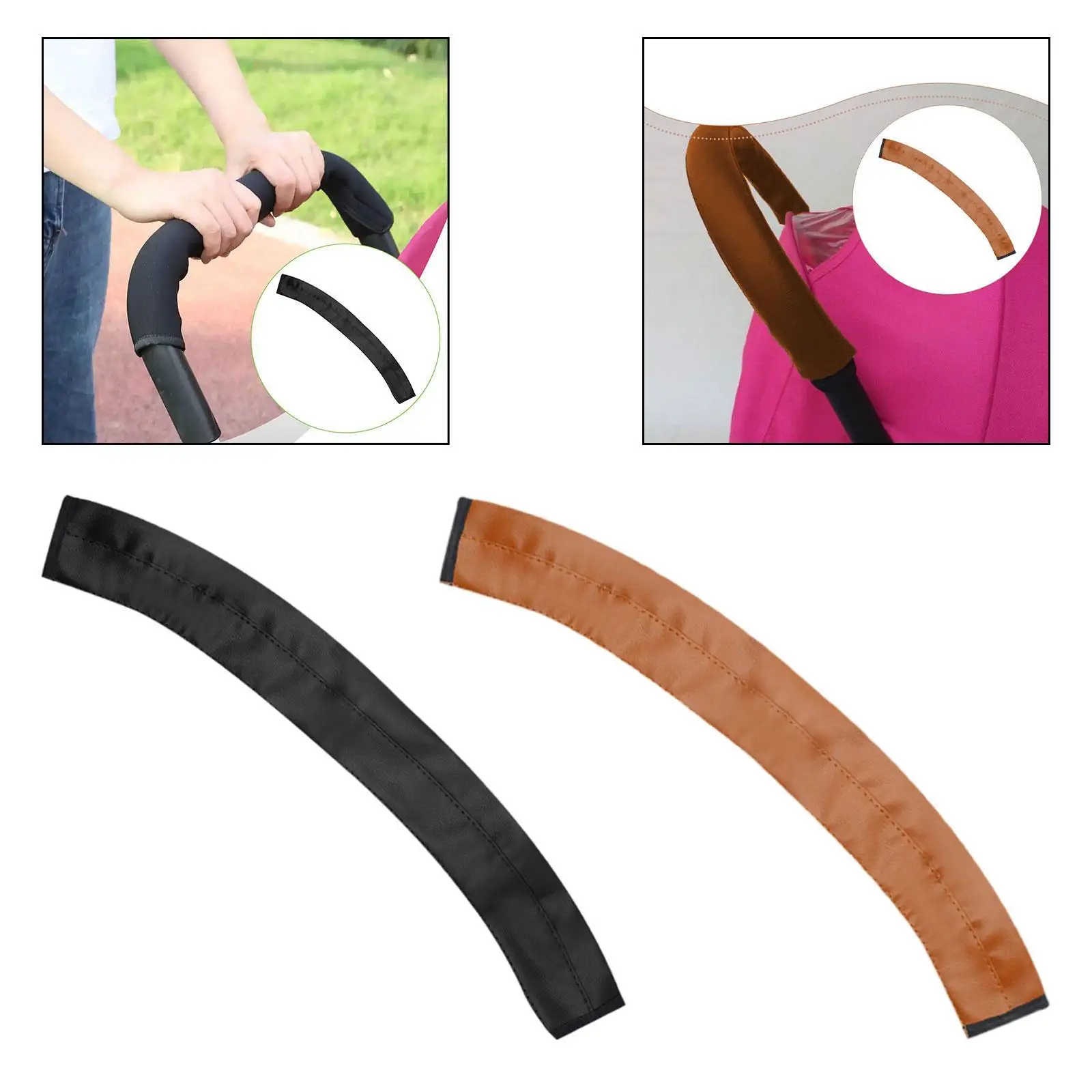 PU Material Pushchair Handlebar Cover Washable Accessories Protective 54x6.5cm Quick Installation Armrest Protector