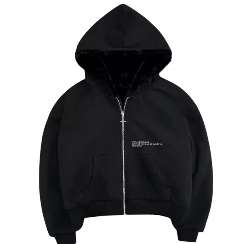 2025秋冬 リバーシブル フード付きスウェットシャツ レトロ レオパード柄 ジップアップパーカー ルーズフィット トップス アウター