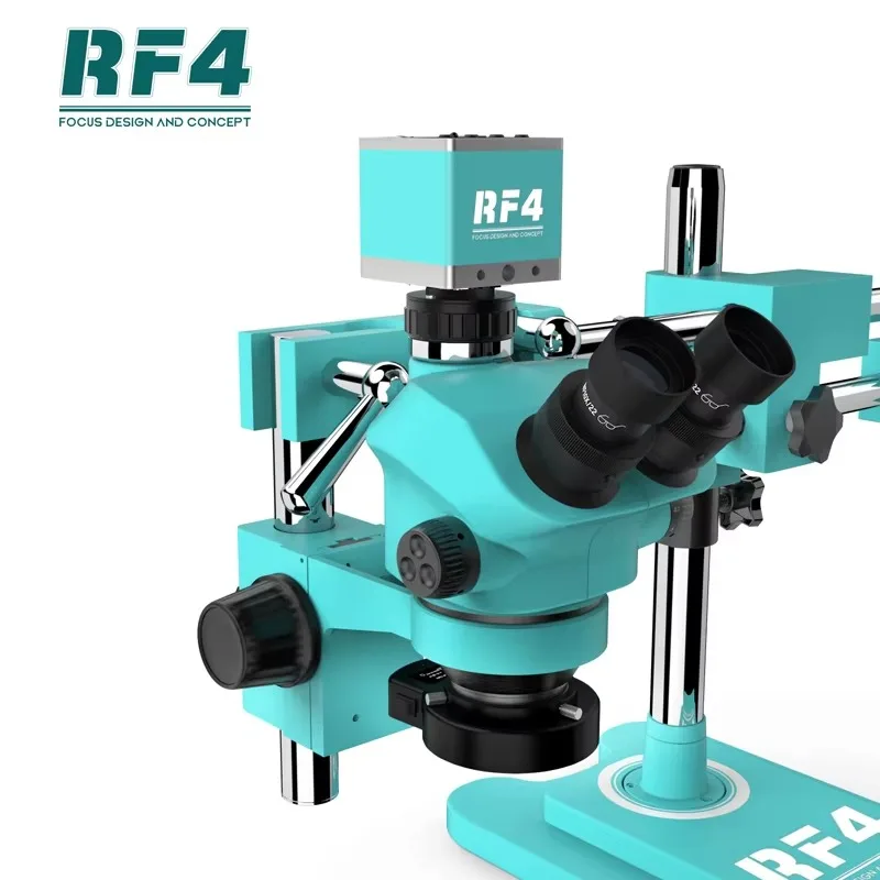 RF4 RF7050TVW-4KC1+144 Trinocular Microscope With 4KC1 Camera and 144 LED Light for Phone Motherboard Repair PCB Maintenance