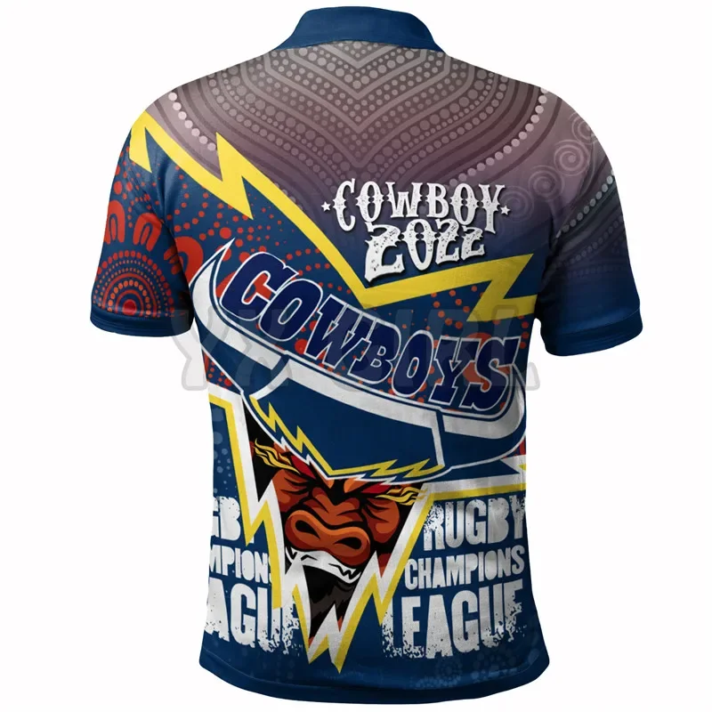 2024 Summer shirts women for men Aboriginal Rugby Custom Name Queensland Cowboys Polo Shirts 3D printed Short sleeve Tops