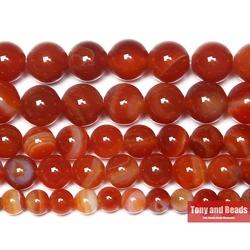 Natural Stone Banded Red Stripes Agate Loose Beads 4 6 8 10 12MM