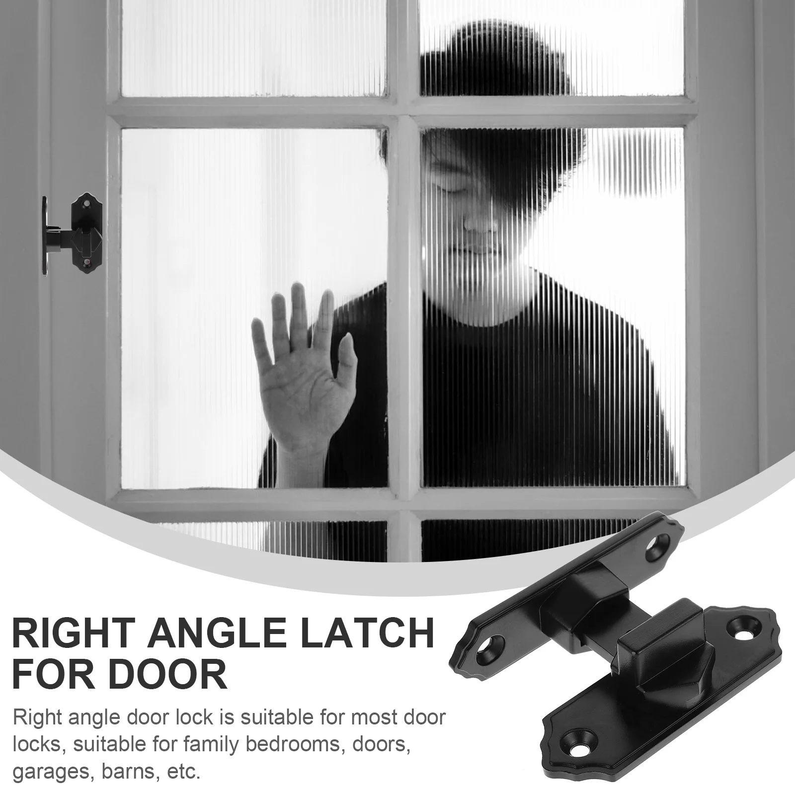 

Right Angle Door Lock Black Zinc Alloy Thickened Privacy Latch Durable Reinforced Base for Home Bedroom Garage Barn Safety