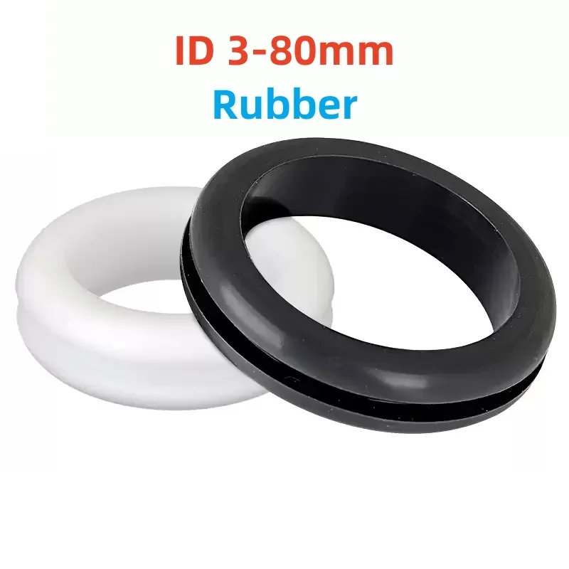 ID 3-80mm Black/White Rubber Double Sided Protective Coil Seal Gasket Wire Cable Insulation Over Hole Plug With Card Slot