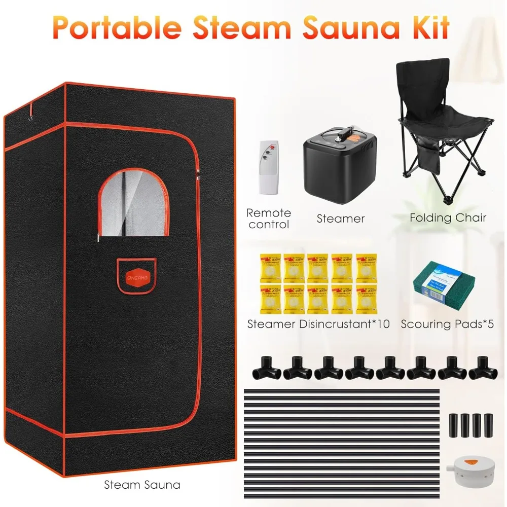 Caixa de sauna portátil, sauna portátil com vaporizador de 3L 1000W, controle remoto, cadeira dobrável, barraca de sauna doméstica para academia, ioga, pilates