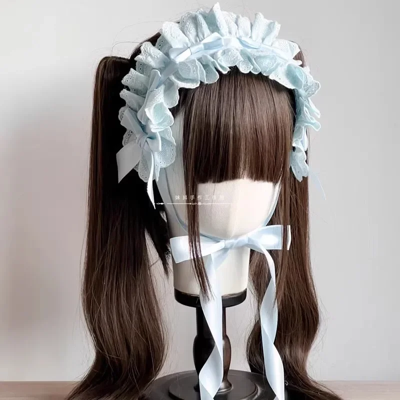 Accessori per capelli con nastro per ragazza, fascia per capelli Lolita in cotone multicolore originale fatta a mano