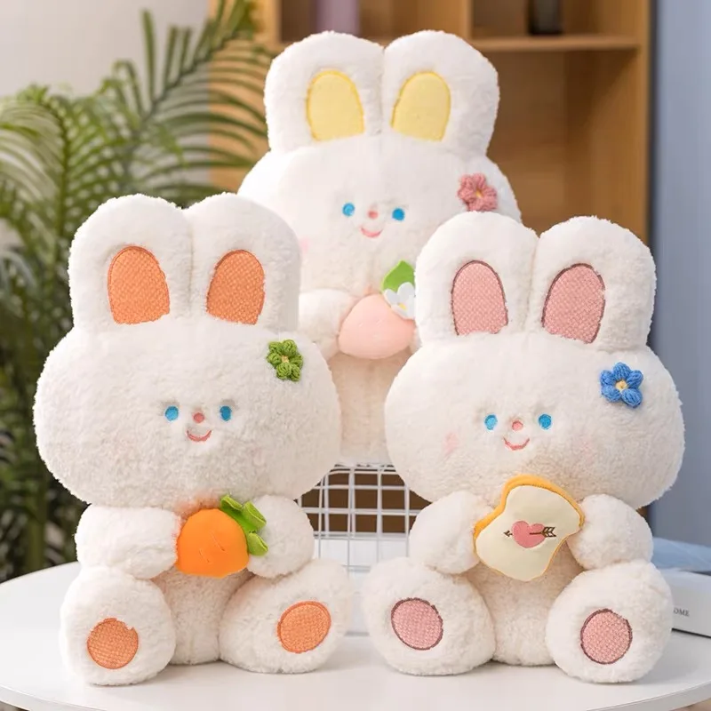 Adorable Tulip Flower Bunny Plushie Stuffed Cartoon Rabbit with Carrot Bread Food Strawberry Baby Appease Cuddly Doll Plush Toy