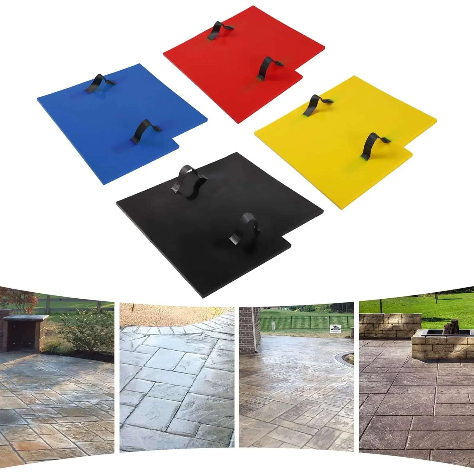 

4 PCS Concrete Stamps Mats Set, 24"x24" Concrete Texturing Skin Concrete Stamps Mats with Handle