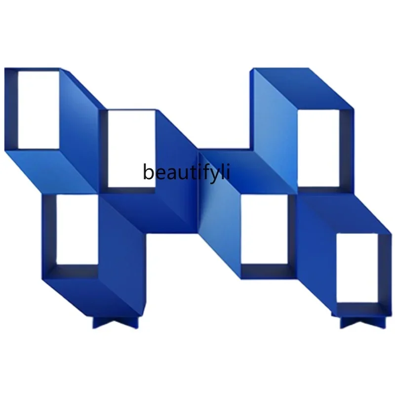 60.Modern minimalist 3D bookshelf industrial style metal 3D art living room entrance display bookcase