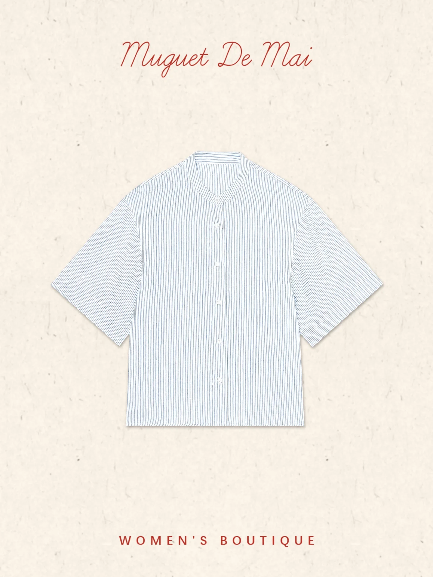 

Tang Youyou Linen Blue White Stripes round Neck Short Sleeve Shirt Women's Spring Summer Loose Versatile Top Breathable Comfo...