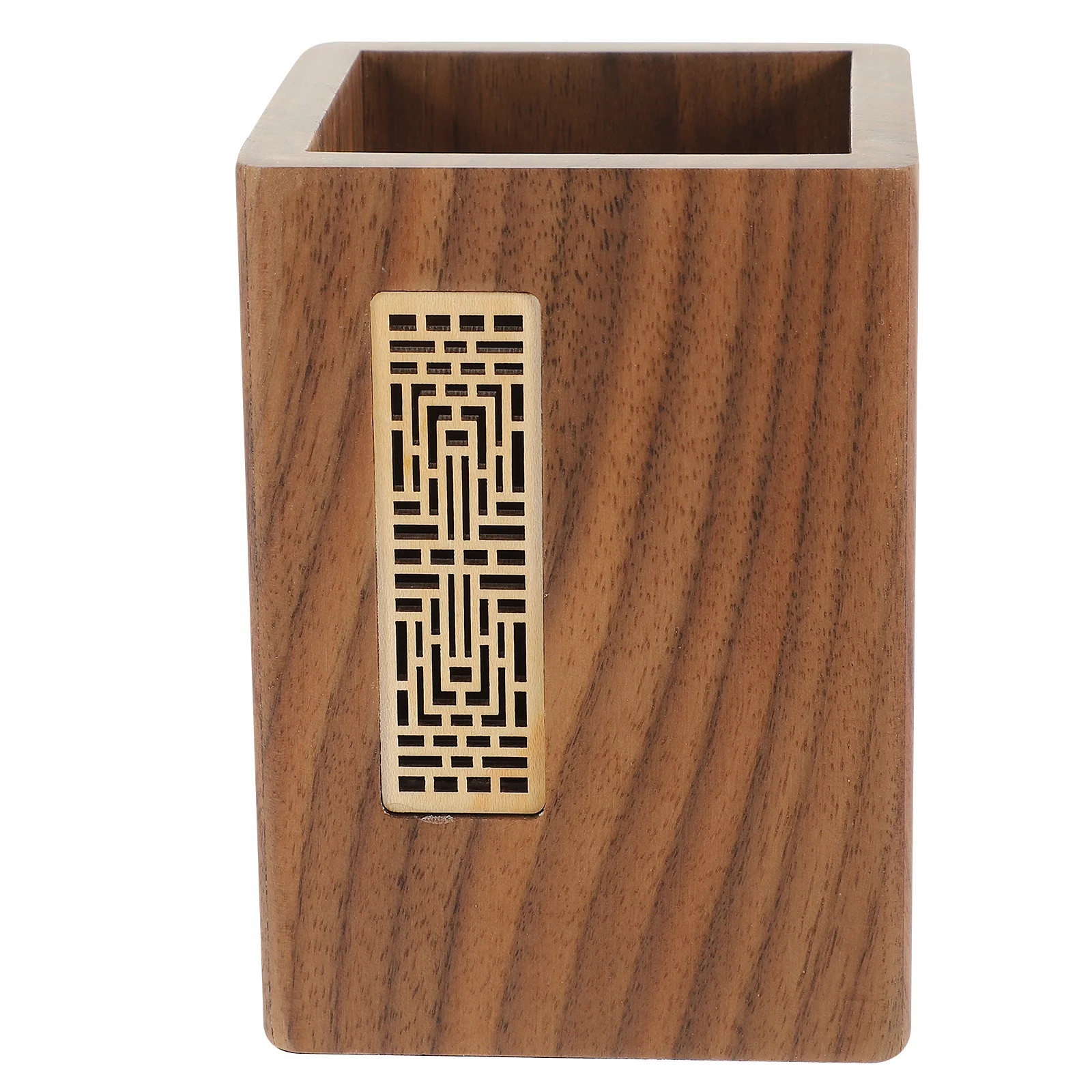 Solid Wood Pen Holder Japanese Style Decorative Brush Pot Large Capacity Pencil Storage Container Office Desktop Organizer