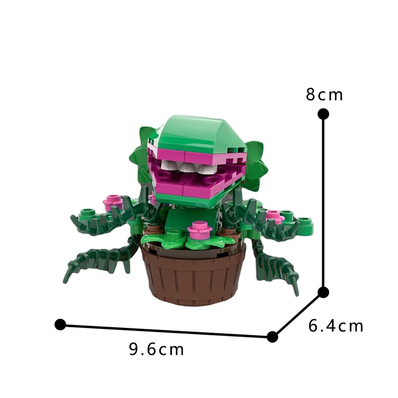 Spooky Carnivorous Plant MOC Building Blocks Set - Creepy Potted Man-Eating Plant with Open Mouth & Teeth