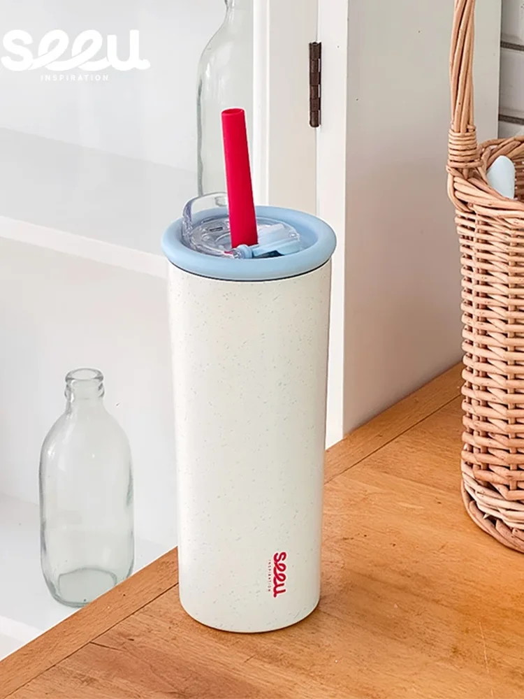 

Seeu Blue Pouring Ink Insulated Stainl Steel St Cup Large Capaci Cold Proof Water Bottle 600ml Portable Beverage Cont...